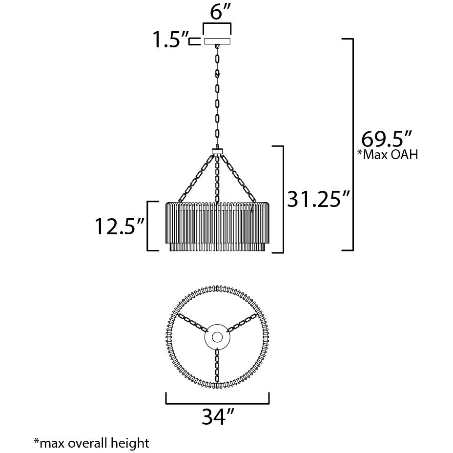 Jolie LED 34 inch Natural Aged Brass Chandelier Ceiling Light