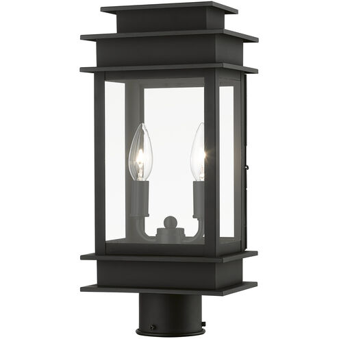 Princeton 2 Light 17 inch Black with Polished Chrome Outdoor Post Top Lantern, Medium