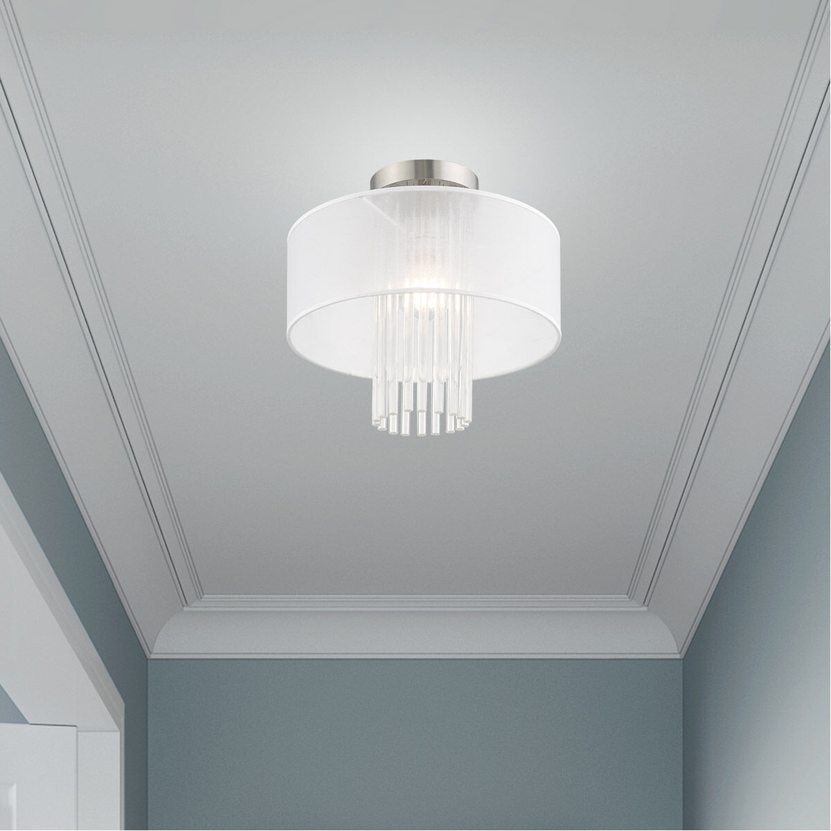 Alexis 1 Light 13 inch Brushed Nickel Semi-Flush Mount Ceiling Light