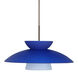 Trilo 1 Light Bronze Pendant Ceiling Light in Blue Matte Glass, Halogen