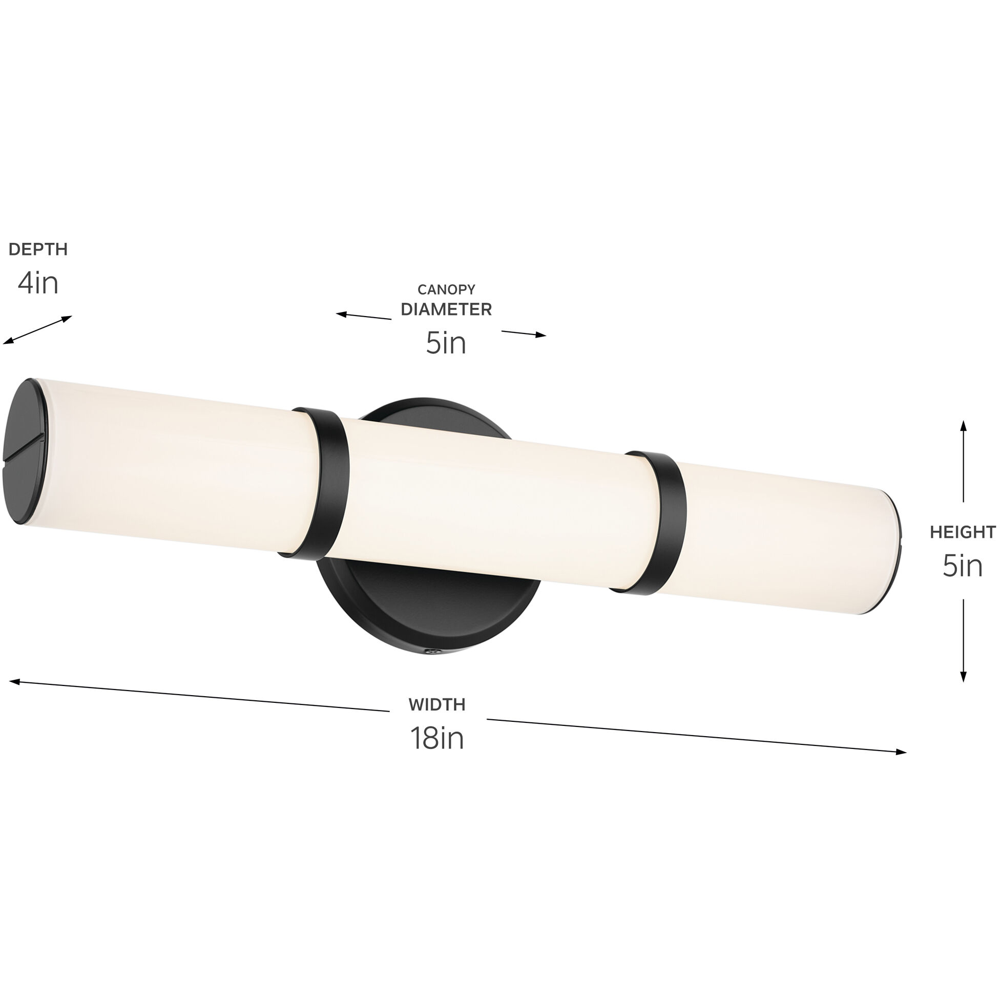 Rosh LED 18 inch Black Bath Bar Wall Light, Small