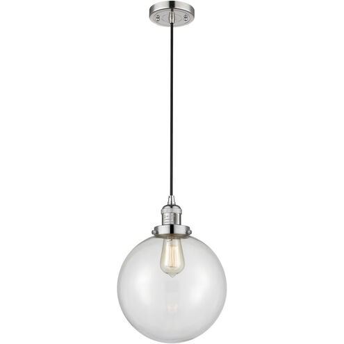 Franklin Restoration Beacon 1 Light 10 inch Polished Nickel Mini Pendant Ceiling Light in Incandescent, Clear, Franklin Restoration