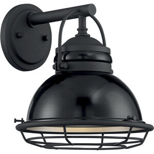 Upton 1 Light 11 inch Gloss Black and Silver Outdoor Wall Fixture
