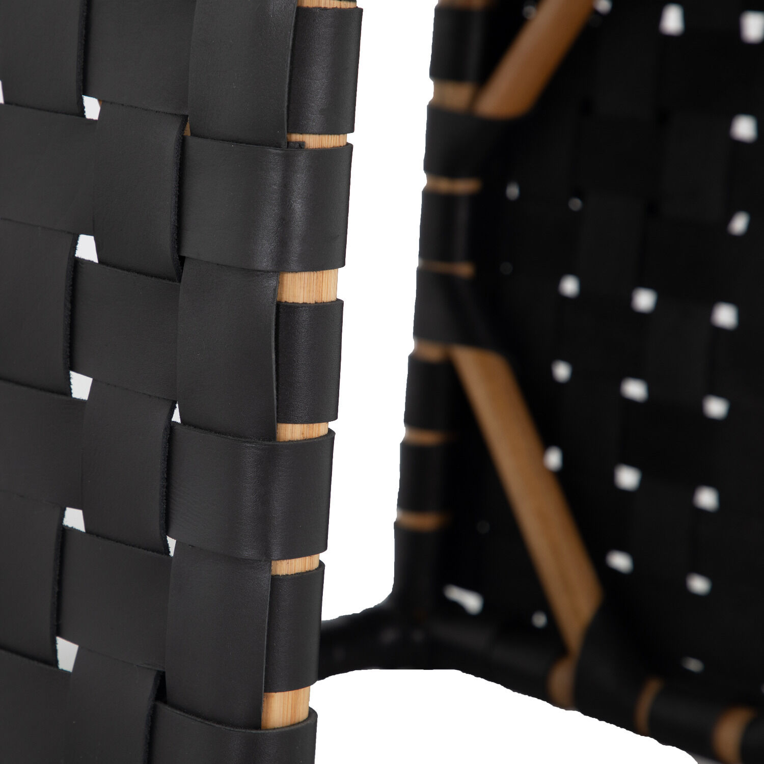 Dover 19.75 inch Natural Rattan / Black Leather Ottomans Stool