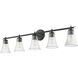 Belle 5 Light 42 inch Matte Black Bath Vanity Light Wall Light