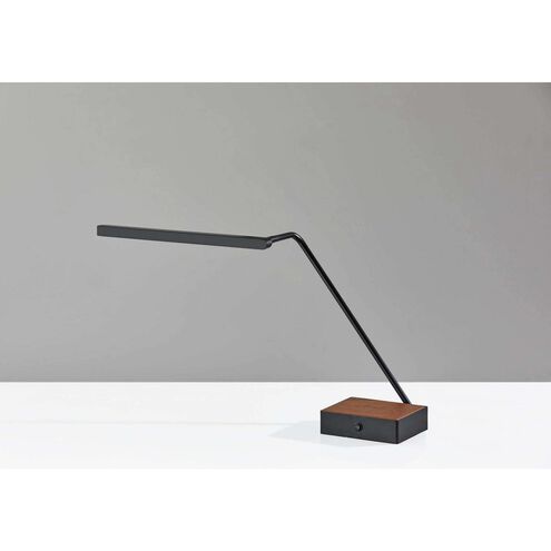 Sawyer 17 inch 7.00 watt Black with Camel Brown Leather Wireless Charging Desk Lamp Portable Light, with AdessoCharge