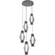Aalto Mandrel LED Graphite Multi Pendant Chandelier Ceiling Light in 3000K LED, Optic Rib Smoke