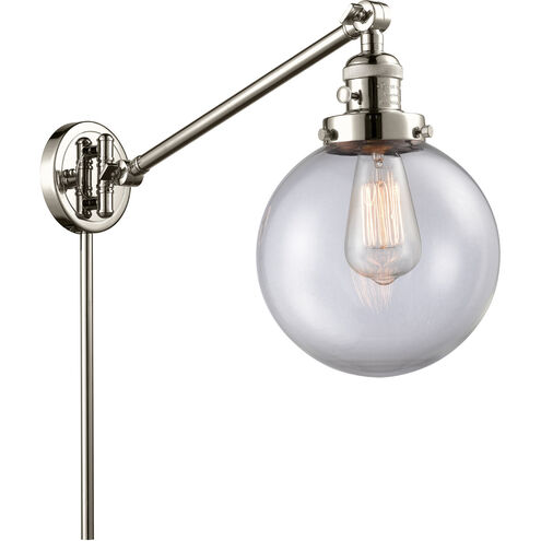 Large Beacon 21 inch 3.50 watt Polished Nickel Swing Arm Wall Light, Franklin Restoration