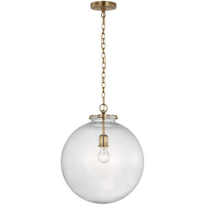 Thomas O'Brien Katie LED 16 inch Hand-Rubbed Antique Brass Globe Pendant Ceiling Light, Large