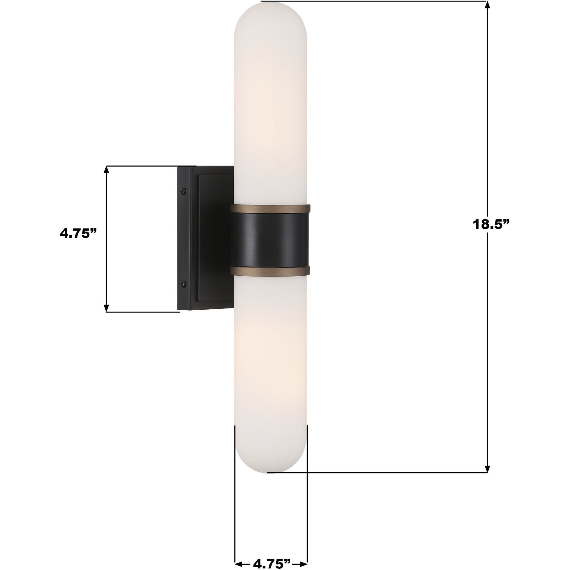 Capsule Wall Sconce Wall Light in Matte Black and Textured Gold