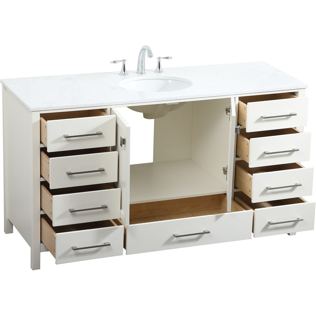 Irene 60 X 22 X 34 inch White Vanity Sink Set