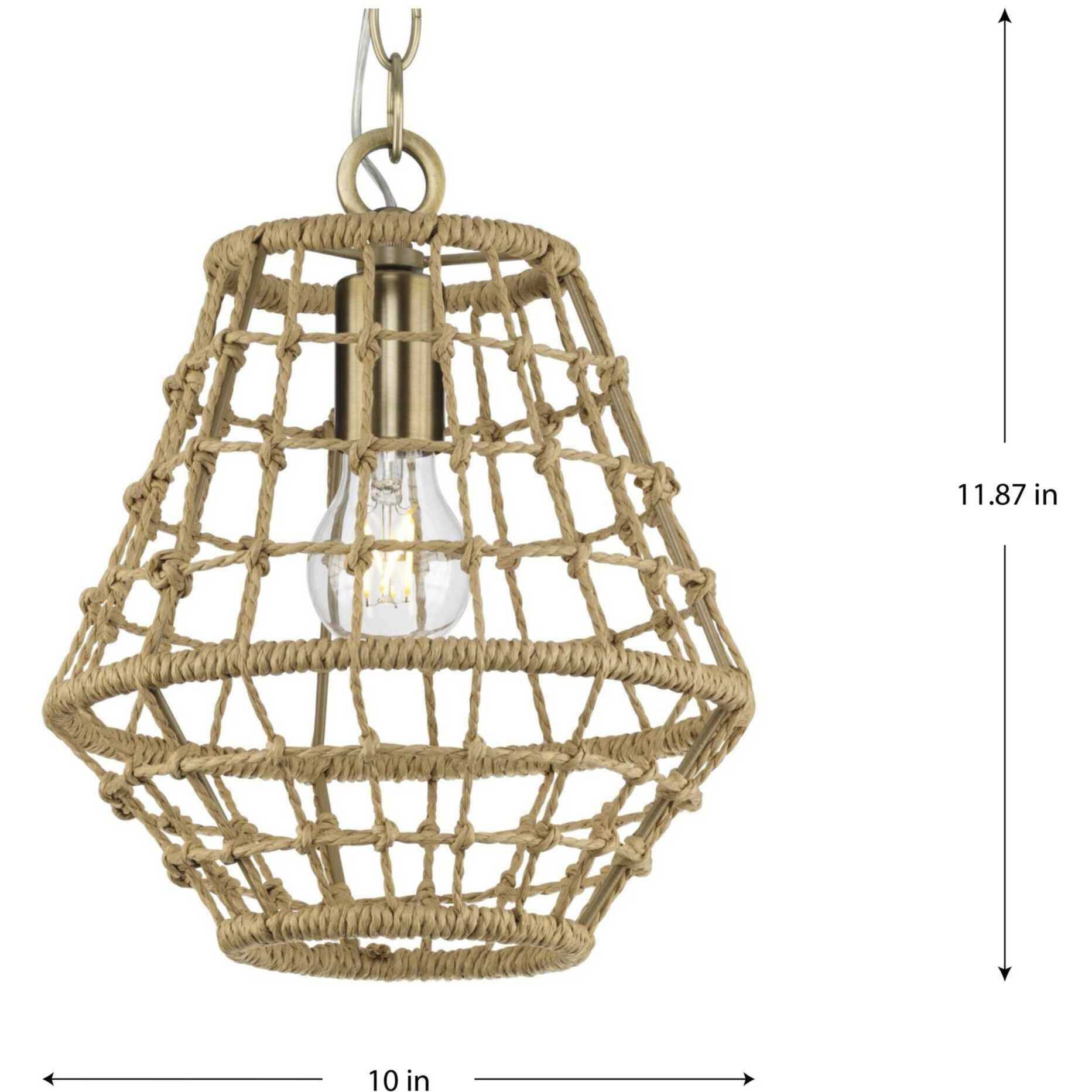 Laila 1 Light 10 inch Vintage Brass Mini-pendant Ceiling Light, Design Series