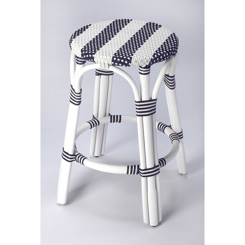 Tobias Blue & White Rattan 24 inch Designer's Edge Barstool