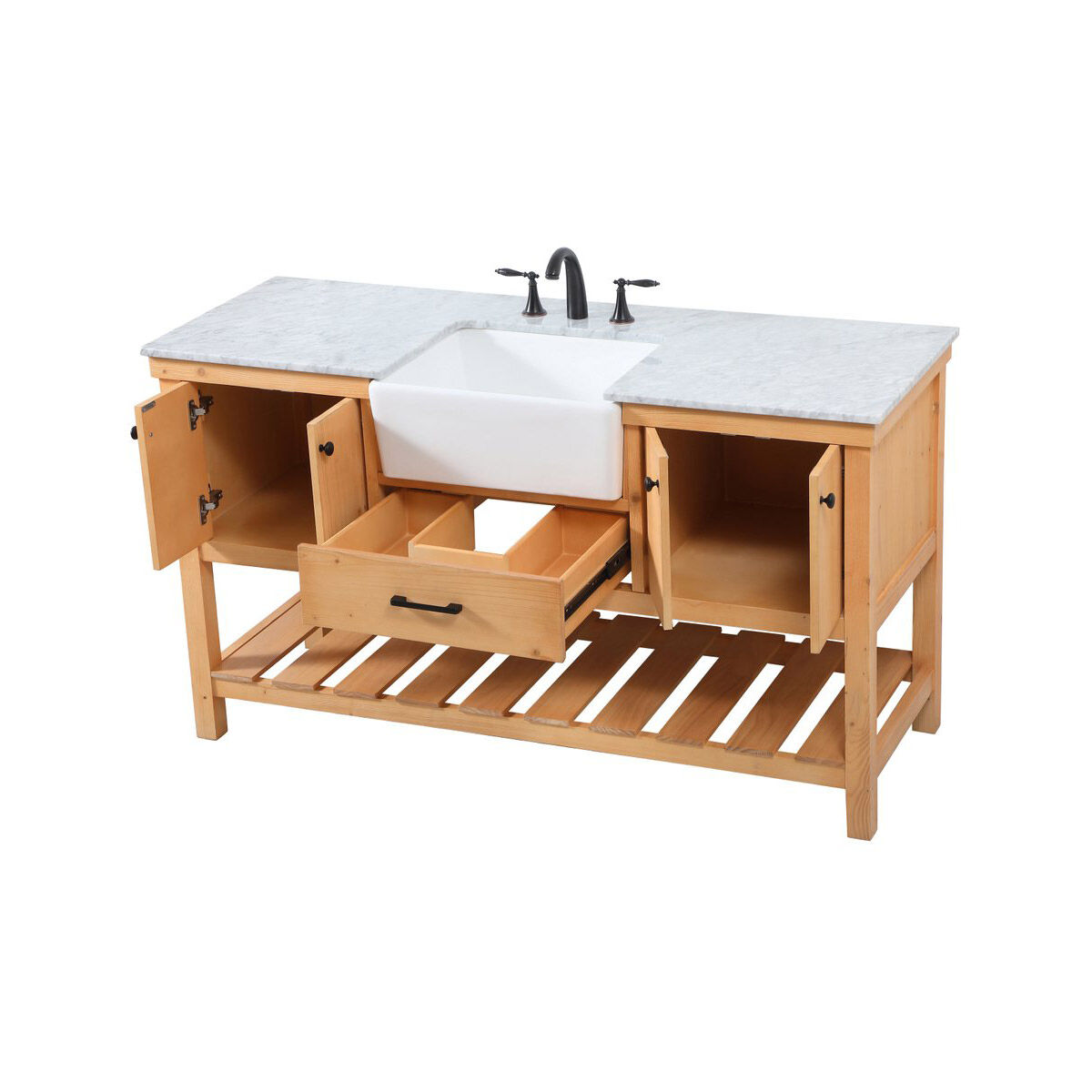 Clement 60 X 22 X 34 inch Natural Wood Bathroom Vanity Cabinet