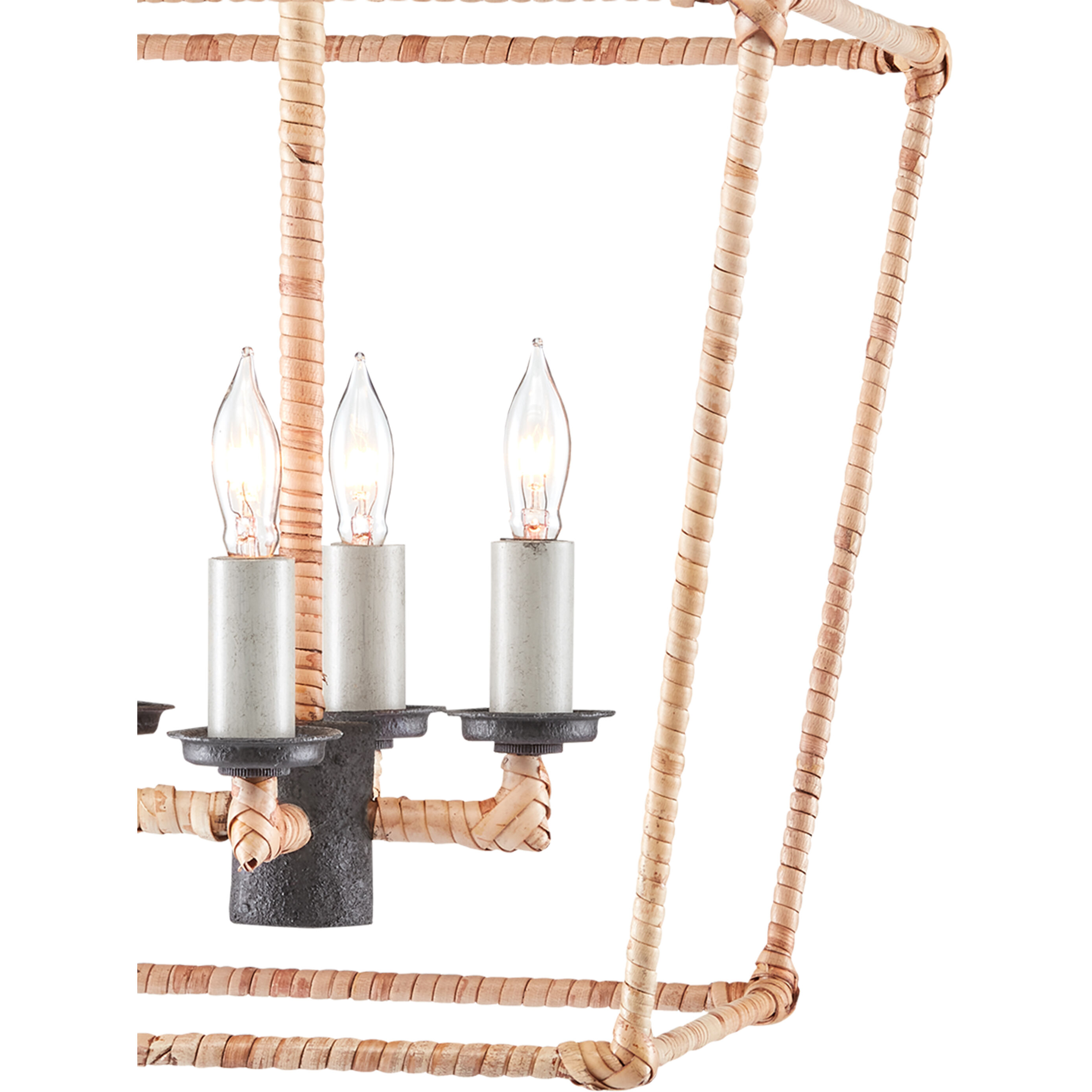 Denison 4 Light 12.25 inch Mole Black/Natural Rattan Lantern Pendant Ceiling Light, Small