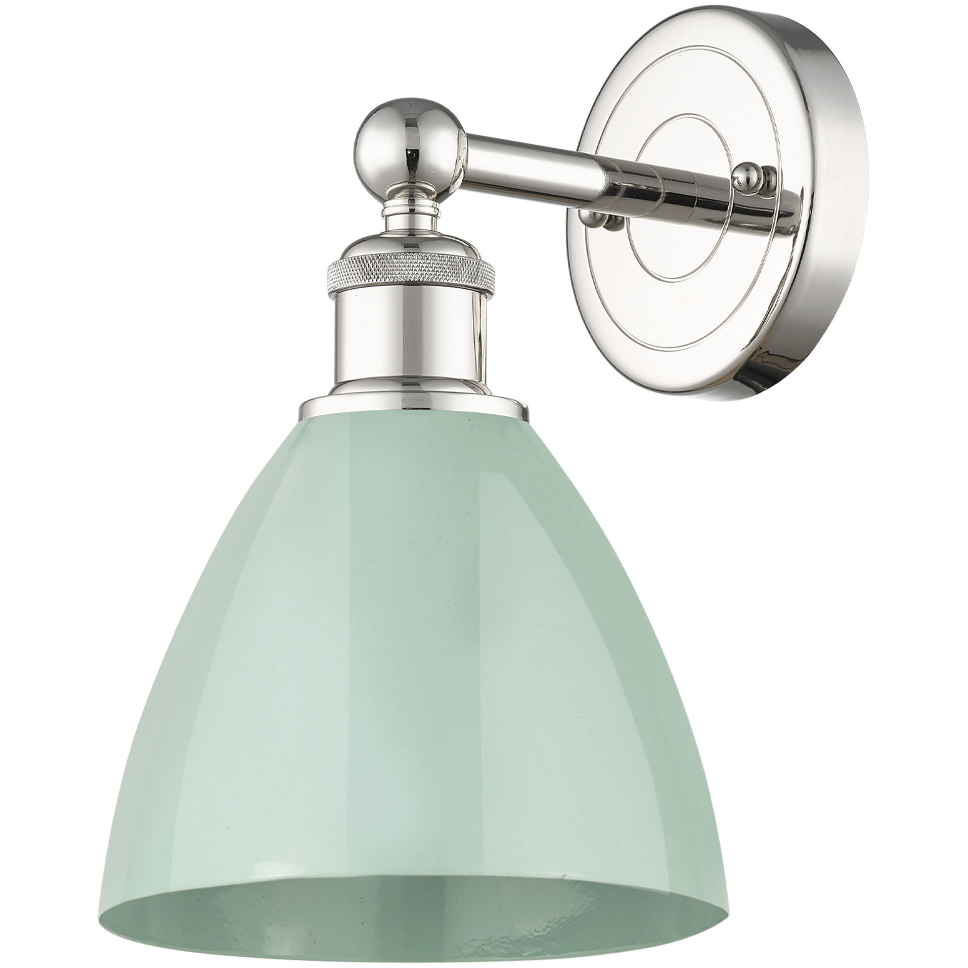 Plymouth Dome Sconce Wall Light in Polished Nickel, Seafoam