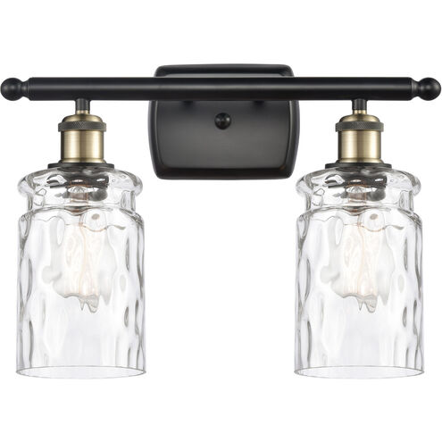 Ballston Candor 2 Light 16 inch Black Antique Brass Bath Vanity Light Wall Light in Clear Waterglass, Ballston
