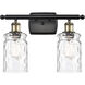 Ballston Candor 2 Light 16 inch Black Antique Brass Bath Vanity Light Wall Light in Clear Waterglass, Ballston