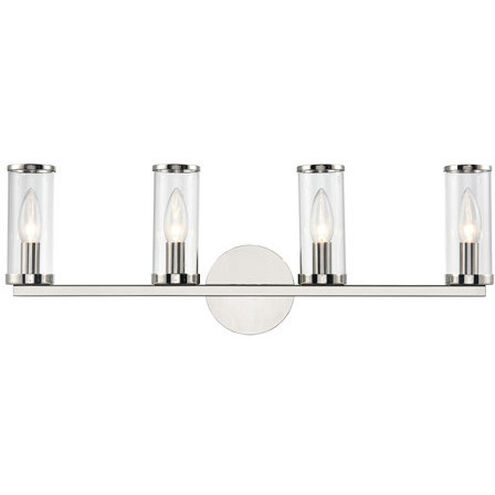 Revolve 4 Light 27.16 inch Clear Glass and Polished Nickel Bath Vanity Wall Light