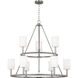 Drew & Jonathan Egmont 9 Light 36 inch Brushed Steel Chandelier Ceiling Light