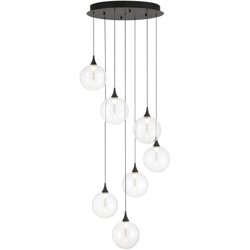Iissa 7 Light 21 inch Black Chandelier Ceiling Light in Clear