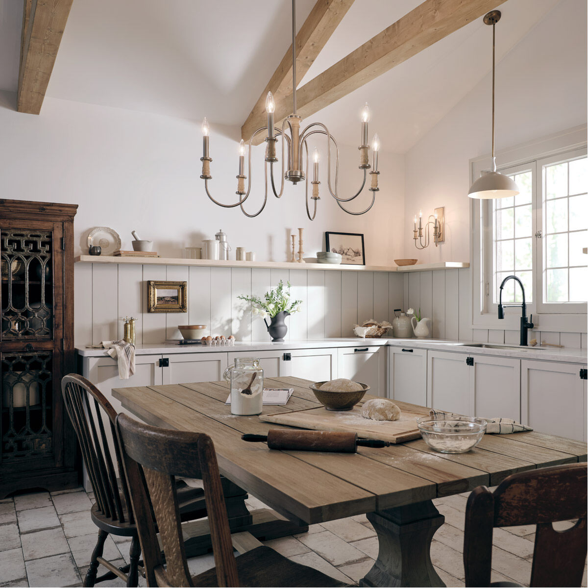 Homestead Karthe 6 Light 29 inch Brushed Nickel Chandelier Ceiling Light, Karthe