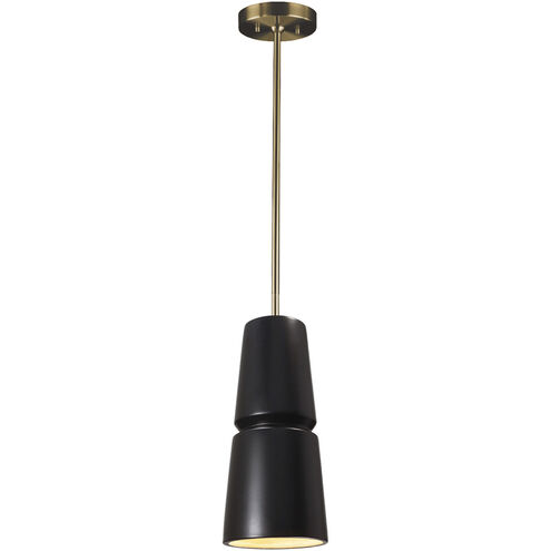 Radiance Collection 1 Light 6 inch Carbon Matte Black with Antique Brass Pendant Ceiling Light