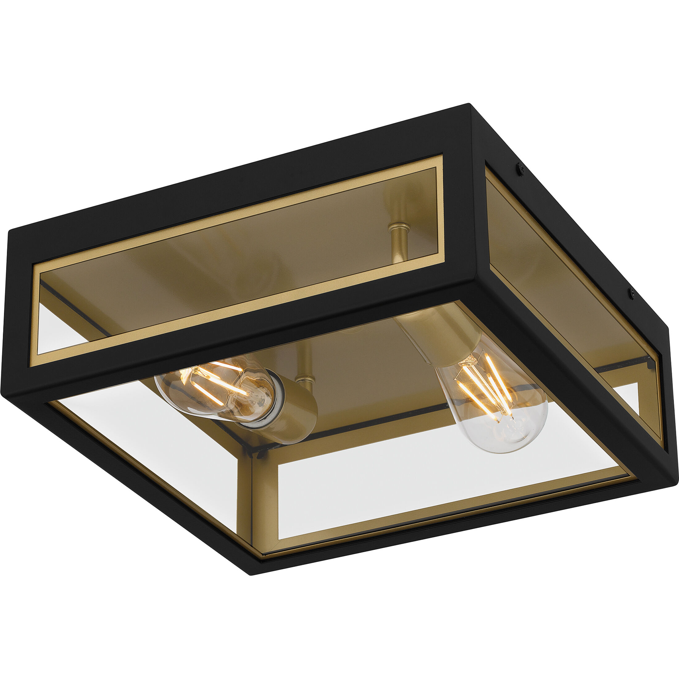 Bourbon 2 Light 12 inch Matte Black Outdoor Flush Mount Lantern, Medium