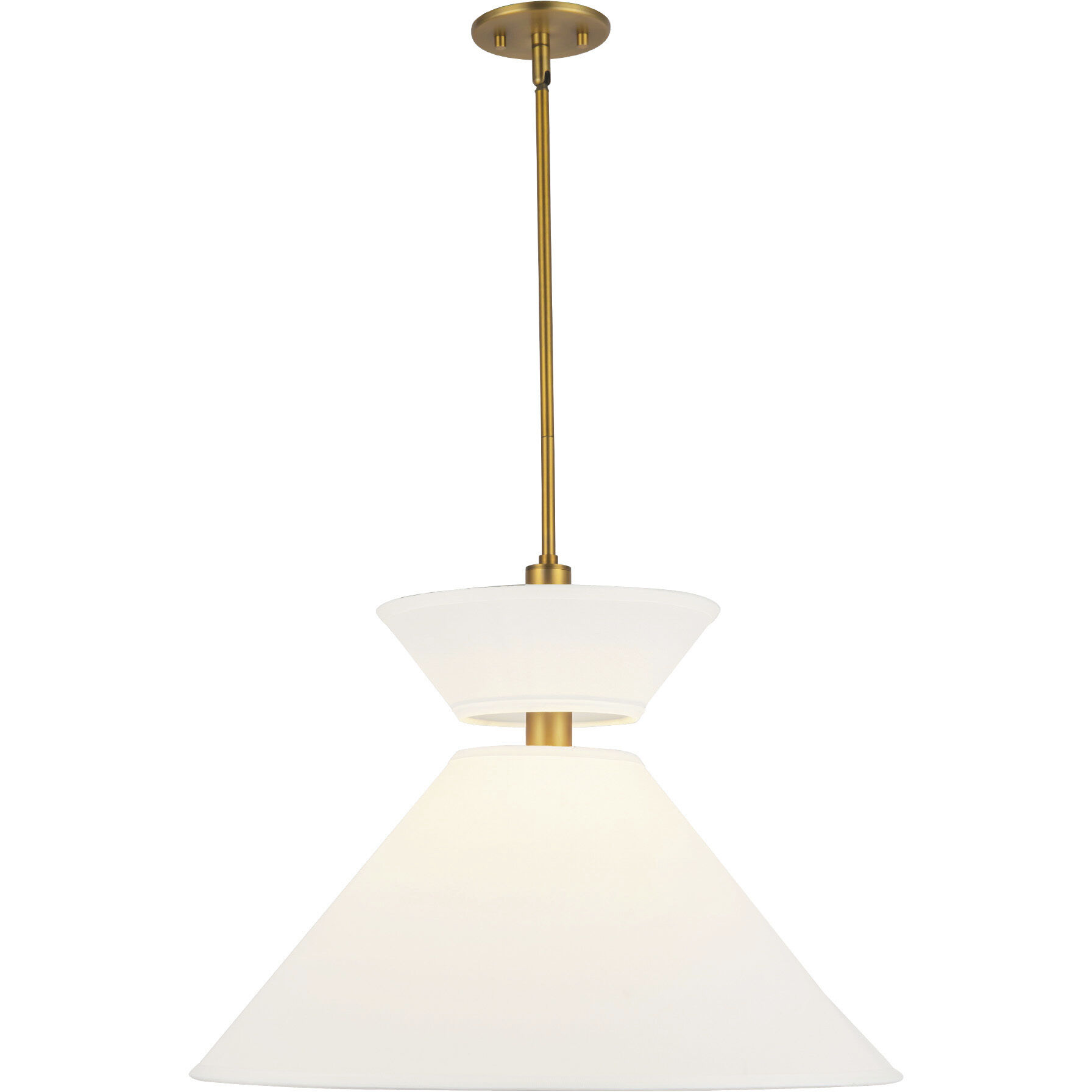 Alora Mood Chapelle Pendant Ceiling Light in Aged Gold and White Linen