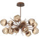 Luna LED Burnished Bronze Linear Pendant Ceiling Light in 3000K LED, Floret Inner - Bronze Outer