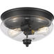 Amon 2 Light 13 inch Matte Black Flush Mount Ceiling Light in 4, Matte Opal Glass