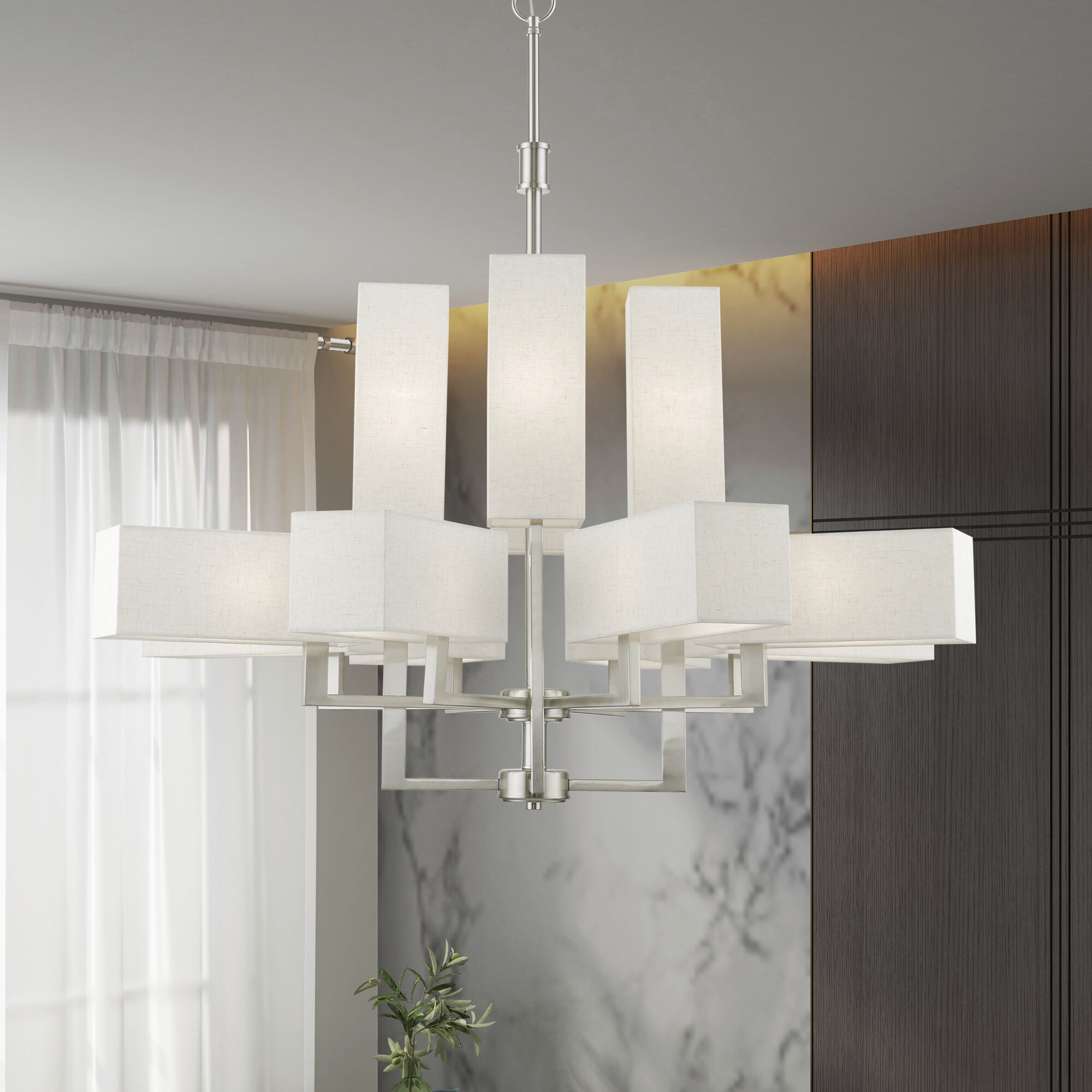 Rubix 12 Light 44 inch Brushed Nickel Foyer Chandelier Ceiling Light, Extra Large