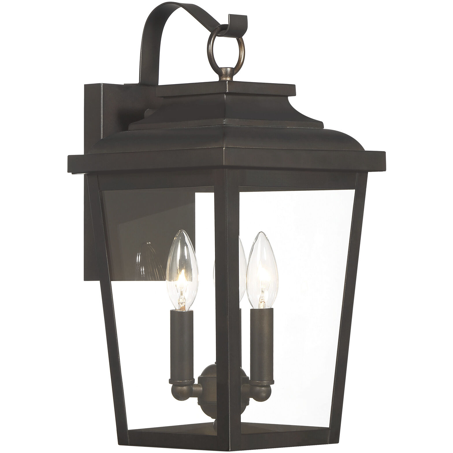 Great Outdoors Irvington Manor 3 Light 16.75 inch Chelesa Bronze Outdoor Wall Mount in Incandescent, Clear Glass