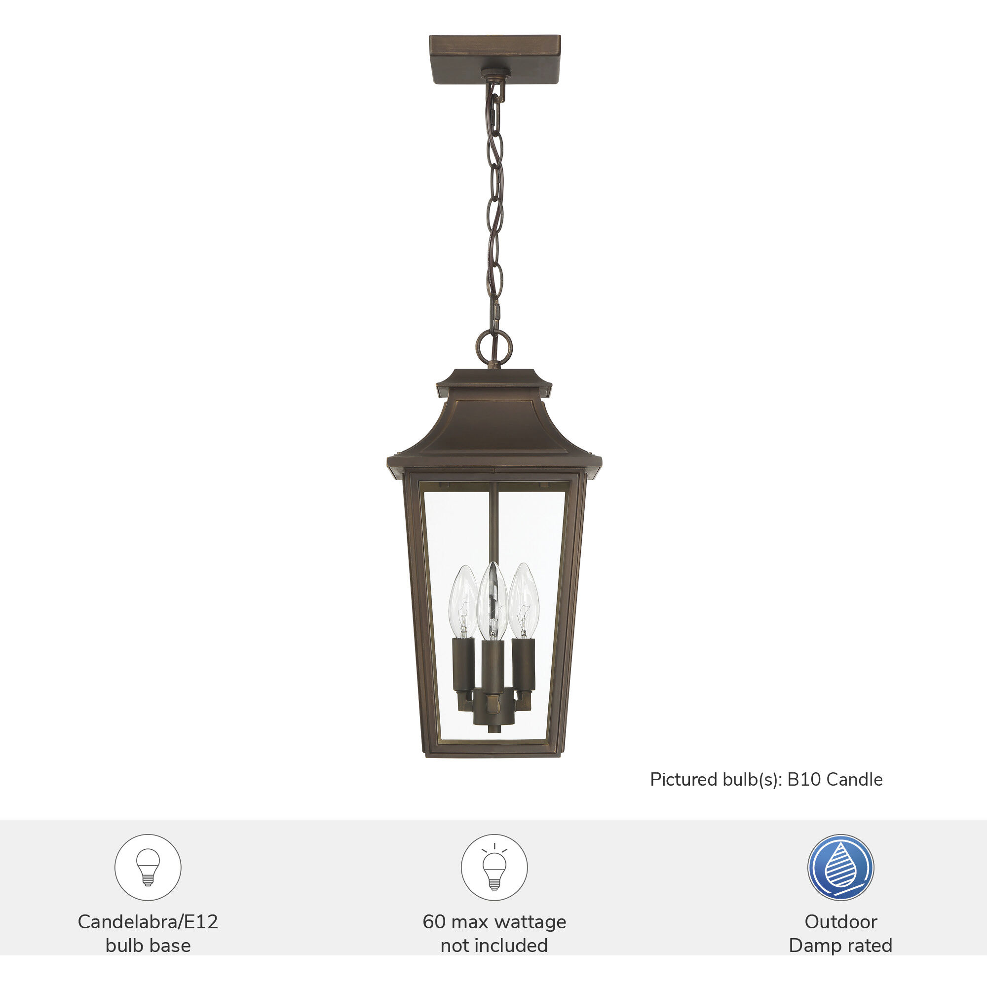 Spring Cove 3 Light 8 inch Matte Bronze Outdoor Pendant, Large