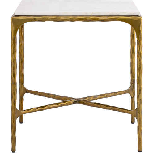 Seville 22 X 20 inch Antique Brass with White Accent Table, Forged