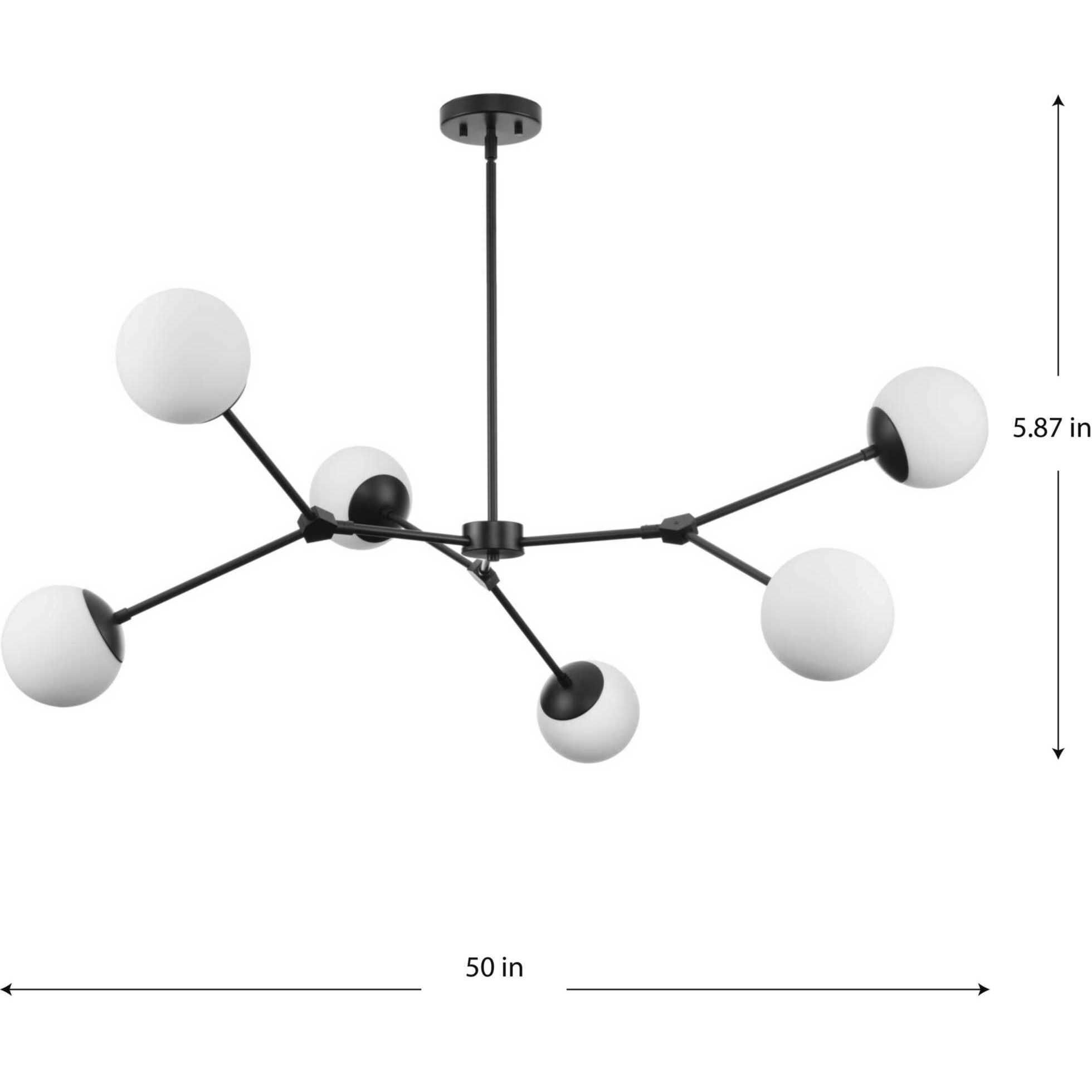 Haas 6 Light 50 inch Matte Black Chandelier Ceiling Light, Design Series