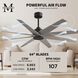 Atlas Ariella 64 inch Matte Black with Brushed Nickel Blades Ceiling Fan