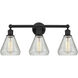 Edison Conesus 3 Light 24 inch Matte Black Bath Vanity Light Wall Light