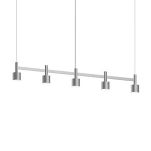 Systema Staccato LED 57 inch Satin Aluminum Linear Pendant Ceiling Light, Drum Shades