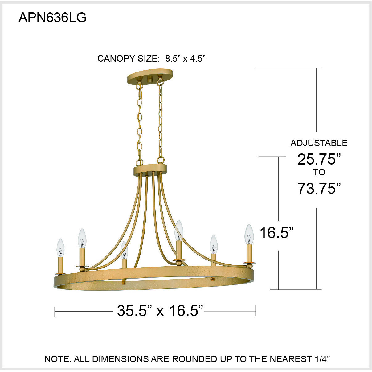 Aspyn 6 Light 36 inch Light Gold Island Light Ceiling Light
