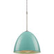 Classic 9.63 inch Matte Chrome Pendant Ceiling Light in Larkspur Blue