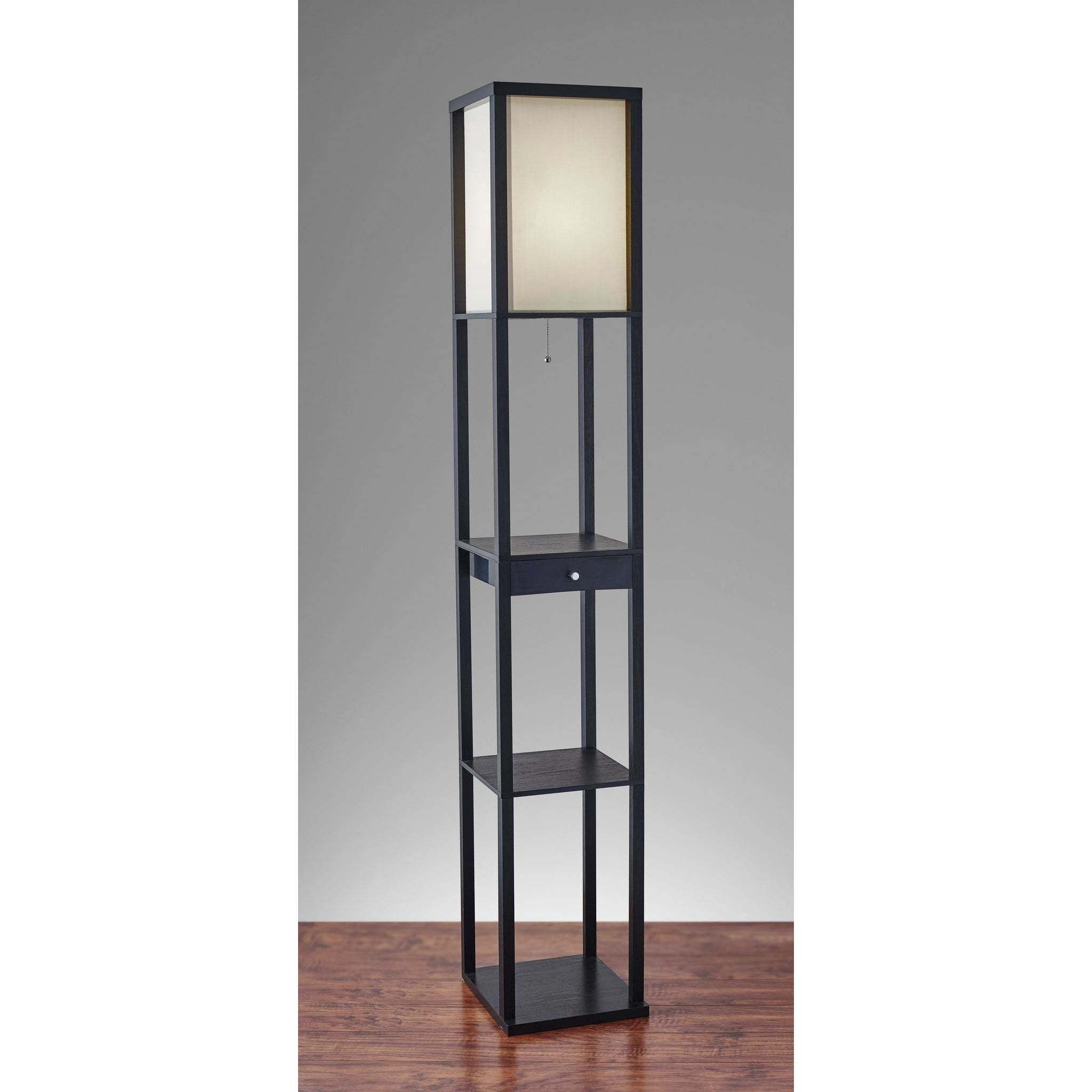 Parker 63 inch 150.00 watt Black Drawer Shelf Lamp Portable Light