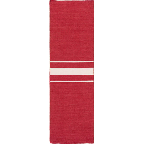 Colton 96 X 30 inch Dark Red, Ivory Rug