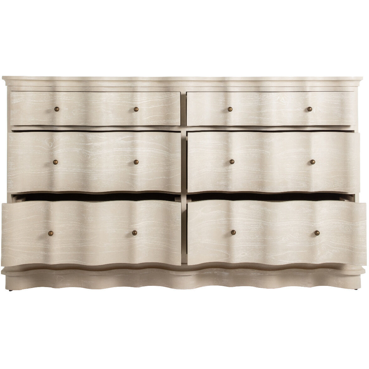 Meredith Textured Cerused White / Stained Brass Dresser