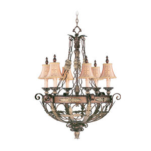 Pomplano 6 Light 30 inch Palacial Bronze with Gilded Accents Chandelier Ceiling Light