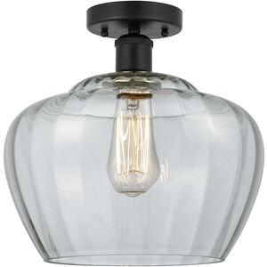 Edison Fenton 1 Light 11 inch Matte Black Semi-Flush Mount Ceiling Light in Clear Glass