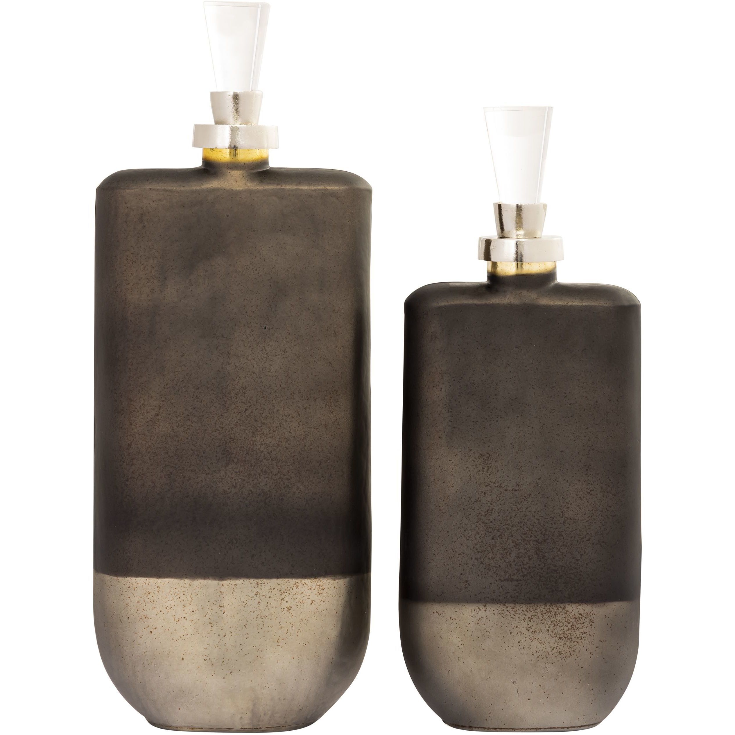 Mara Metallic Brown with Polished Nickel Bottle, Set of 2