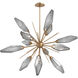 Rock Crystal LED 38.1 inch Novel Brass Chandelier Ceiling Light in 3000K LED, Chilled Smoke, Starburst
