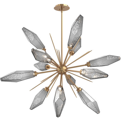 Rock Crystal LED 38.1 inch Novel Brass Chandelier Ceiling Light in 3000K LED, Chilled Smoke, Starburst