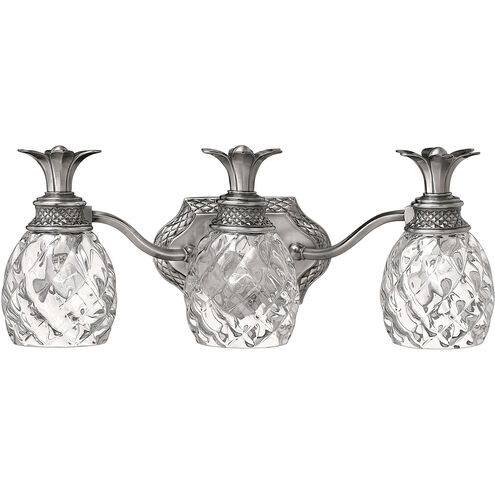 Plantation 3 Light 21 inch Polished Antique Nickel Vanity Light Wall Light